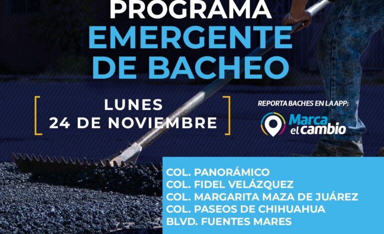  Cinco zonas tendrán bacheo este 24 de noviembre: Municipio