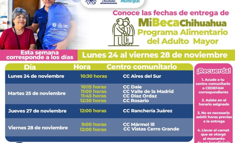  Informa DIF Municipal dónde acudir por tu apoyo PAAM del 24 al 28 de noviembre