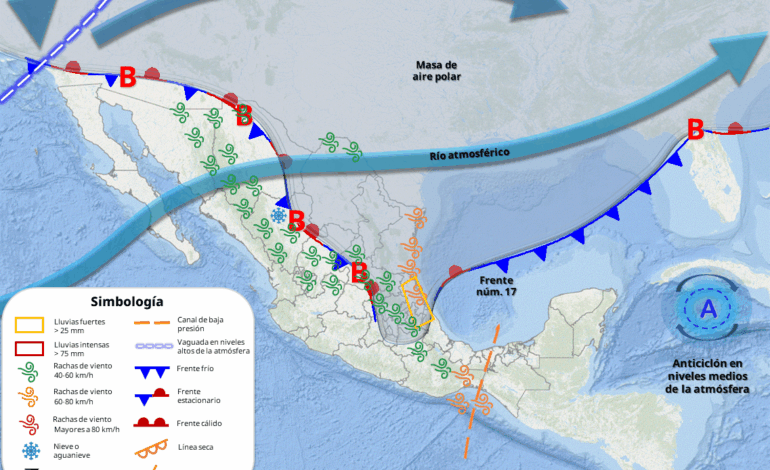  Masa de aire polar y frente frío 17 traerán bajas temperaturas a territorio estatal este martes