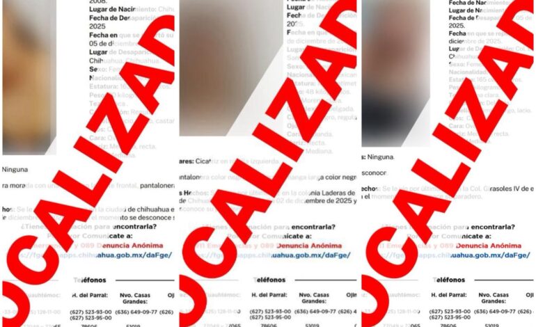  Localiza FEM a tres adolescentes que contaban con reporte de ausencia en Chihuahua