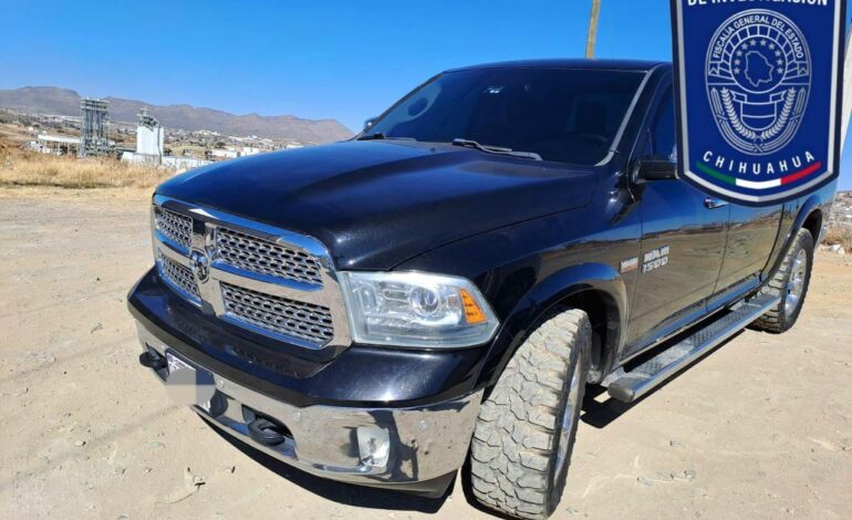  Asegura AEI en Parral camioneta robada en Estados Unidos