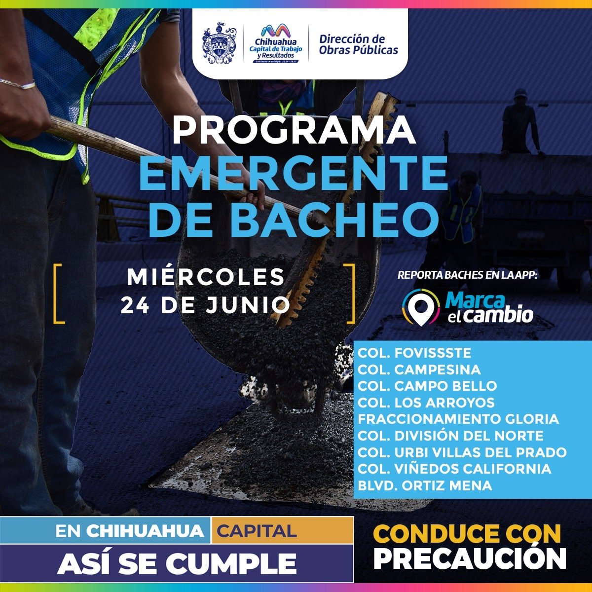 Nueve zonas tendrán bacheo este miércoles 24 de junio: Municipio