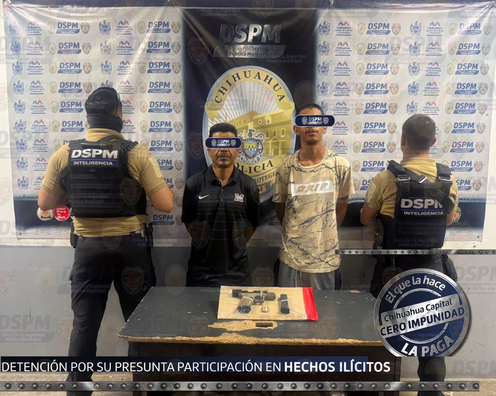 Detiene Policía Municipal a dos hombres por la probable posesión de un arma de fuego y cartuchos