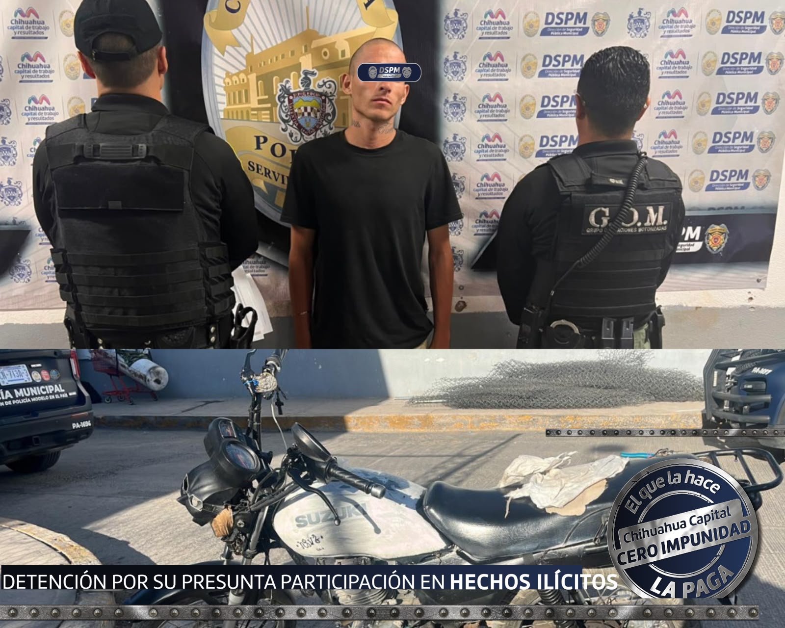 Detuvo Policía Municipal a motociclista con probable cristal en Praderas del Sur