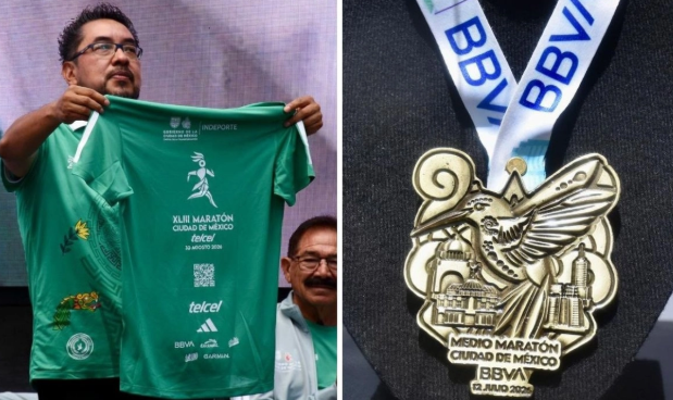 Presentan playeras y medallas del Maratón y del Medio Maratón de CDMX 2026