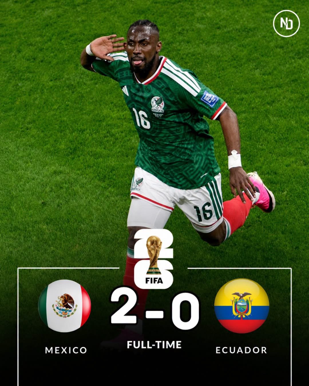 México vence 2-0 a Ecuador y avanza a los octavos de final del Mundial 2026
