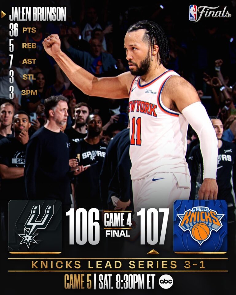 Knicks vencen a Spurs con una remontada histórica y acarician el título de NBA