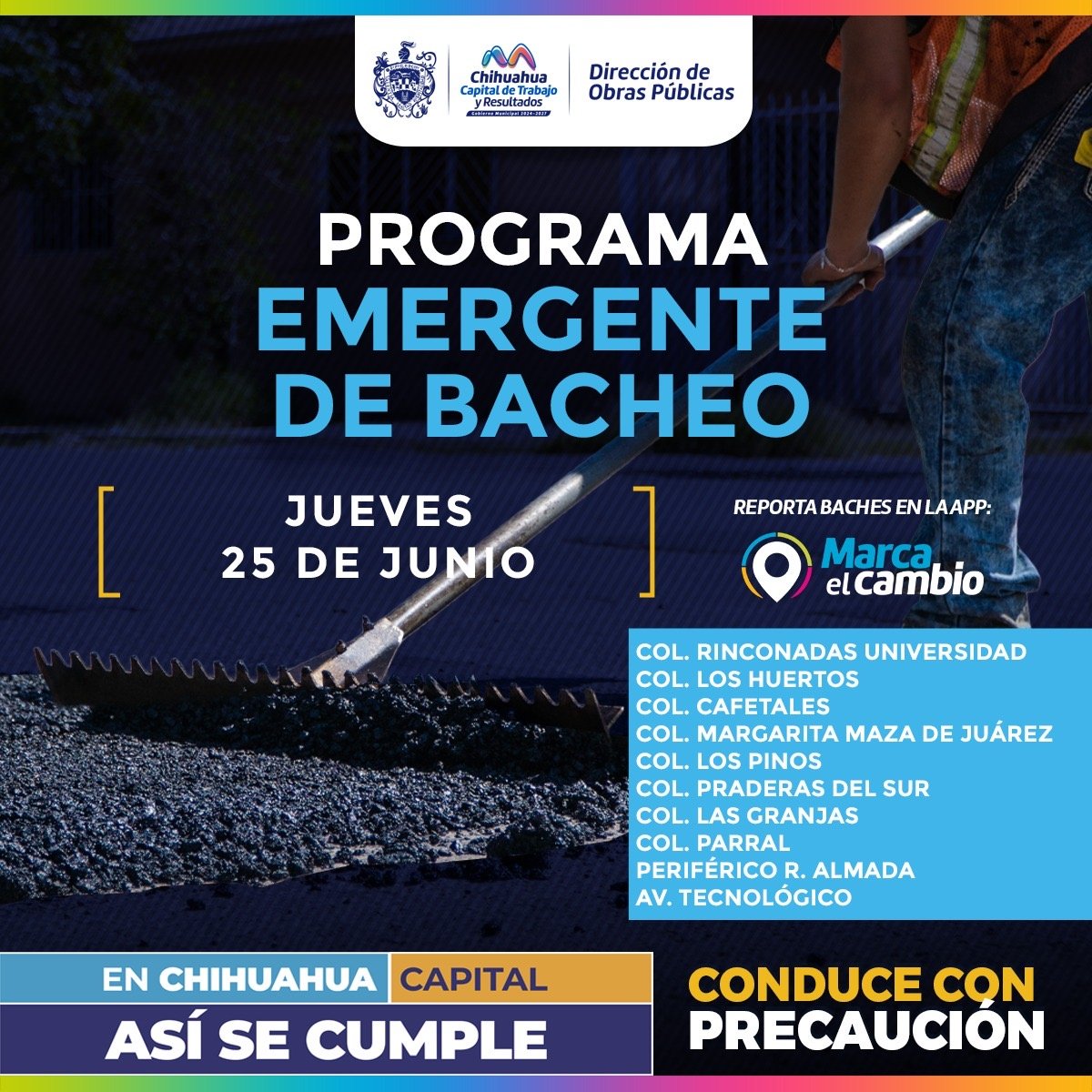 Atenderá Municipio 10 zonas con bacheo este jueves 25 de junio