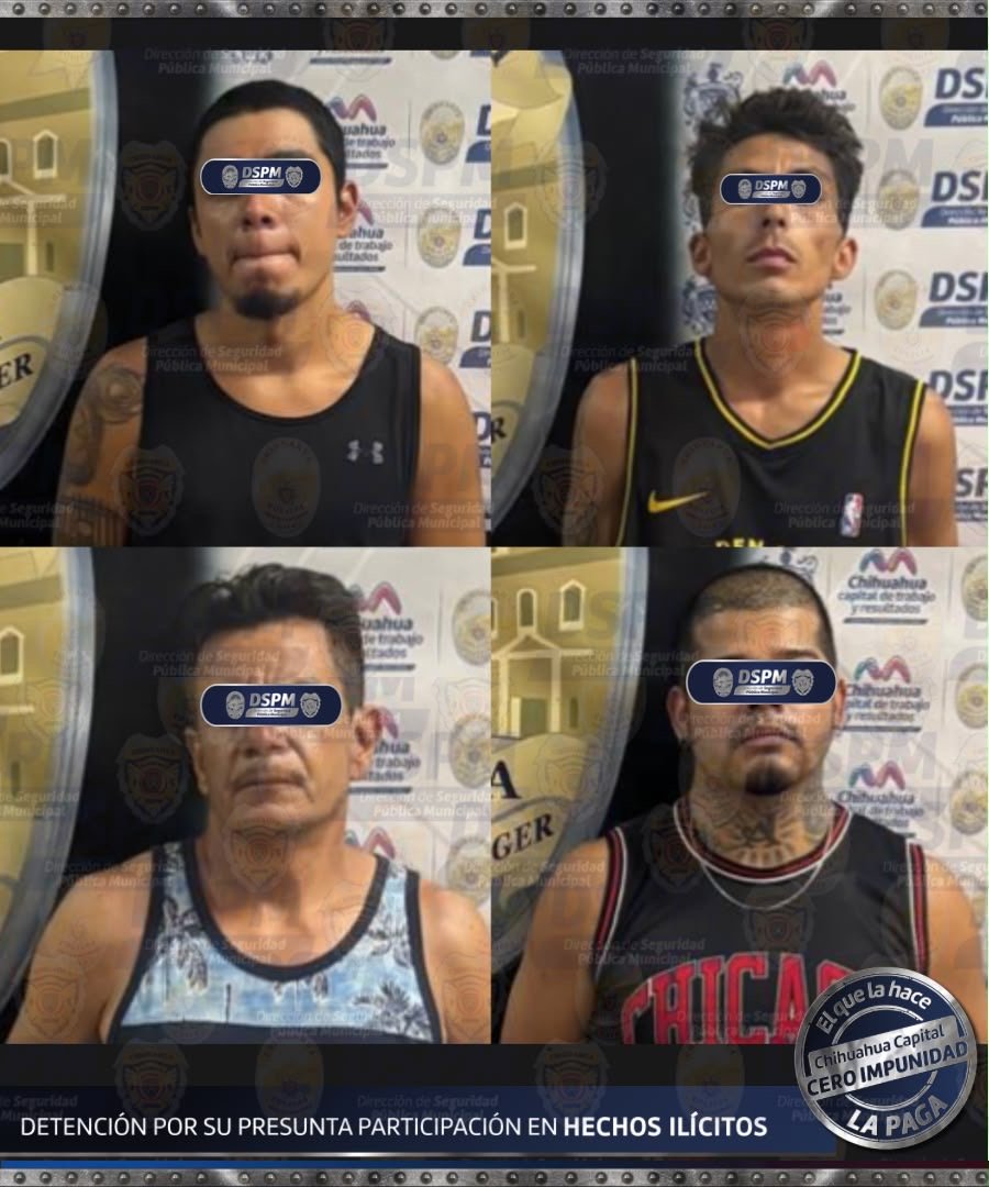 Detiene Policía Municipal en flagrancia a cuatro hombres por robo con violencia a tienda de conveniencia