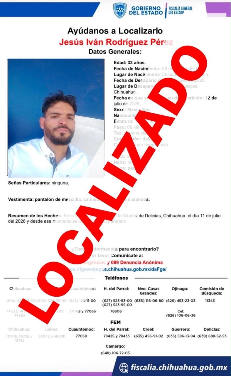 Localiza FDZC a dos masculinos con reporte de ausencia en Chihuahua y Delicias