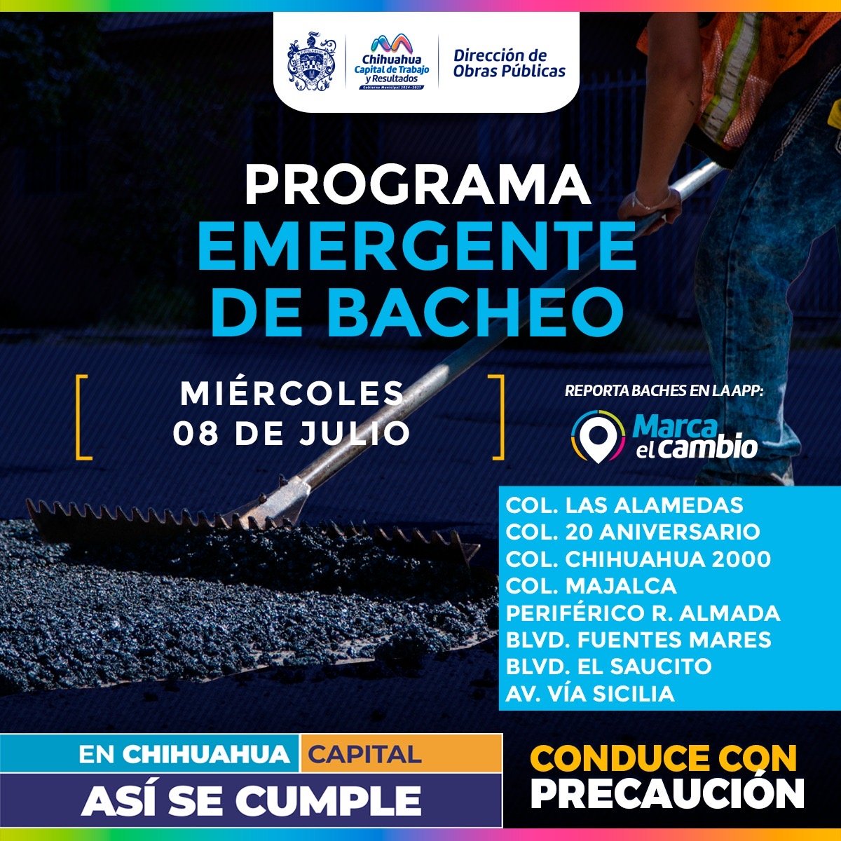 Ocho zonas tendrán bacheo este miércoles 08 de julio: Municipio