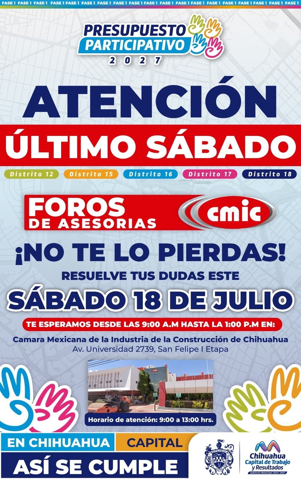 Hoy último Foro de Asesorías del Presupuesto Participativo 2027