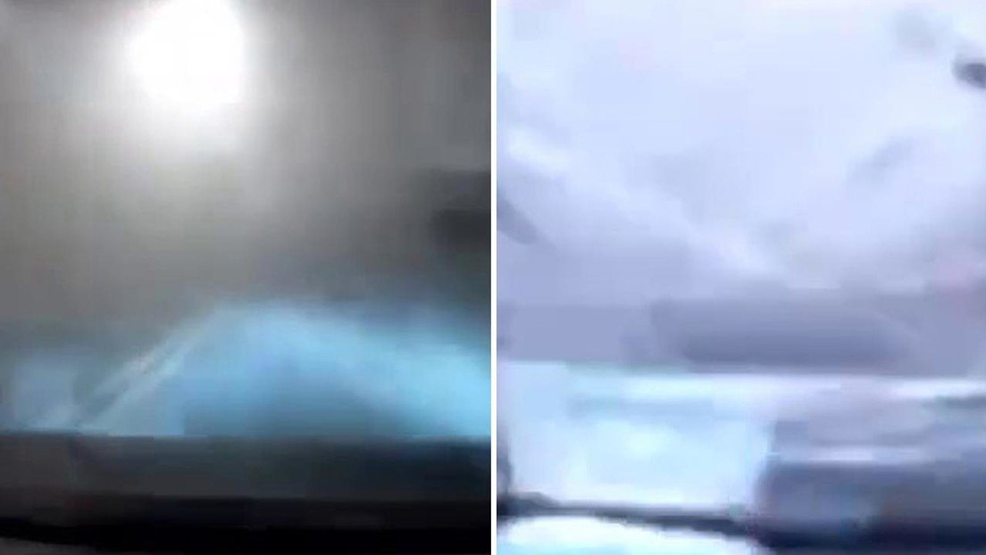 Captan momento en que un tornado alcanza a un coche en plena carretera