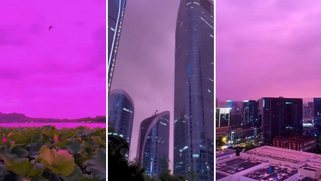 Cielo de China se tiñe de un inusual resplandor antes de la llegada del tifón Bavi
