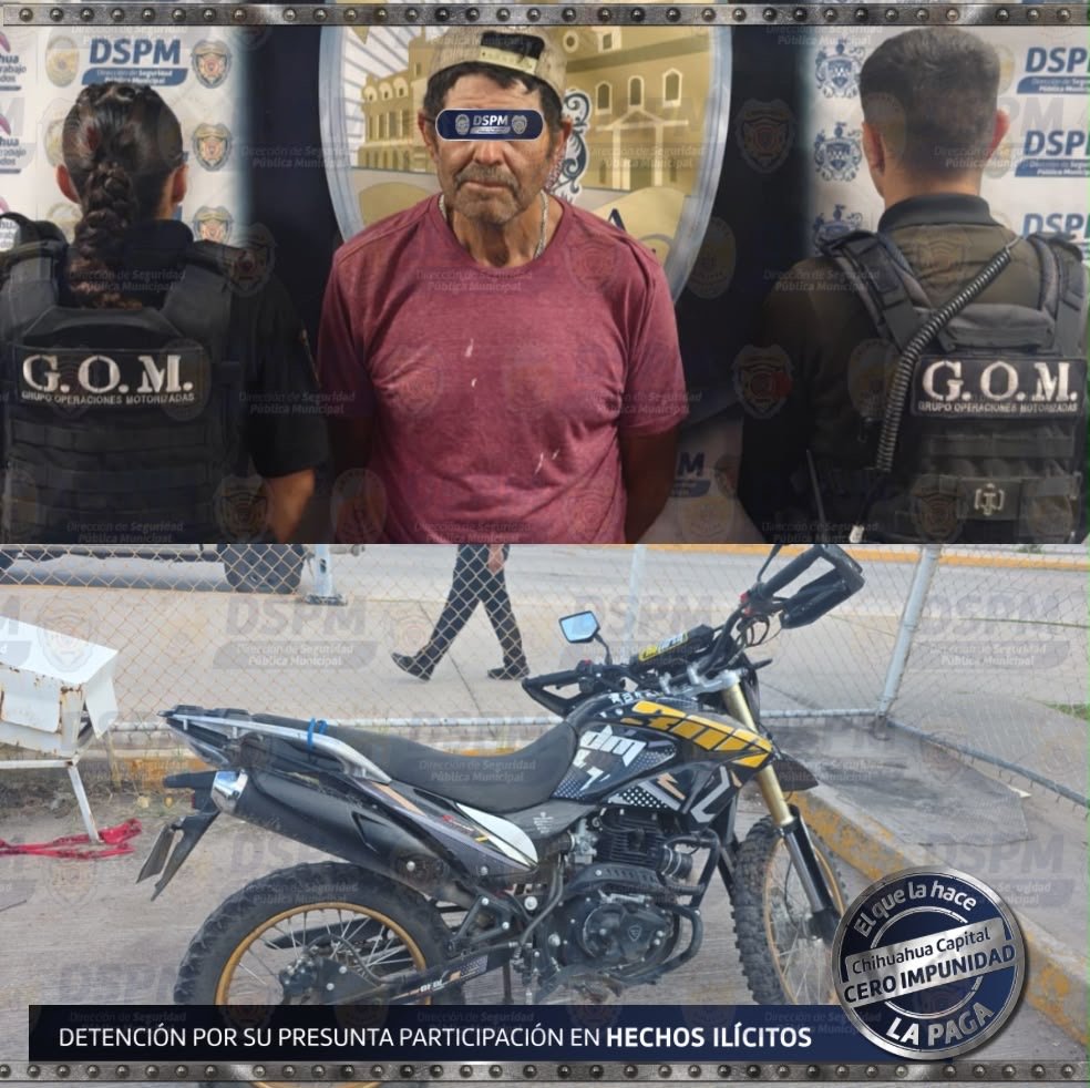 Detuvo DSPM a hombre por presuntos delitos contra la salud en la colonia Girasoles, aseguraron motocicleta