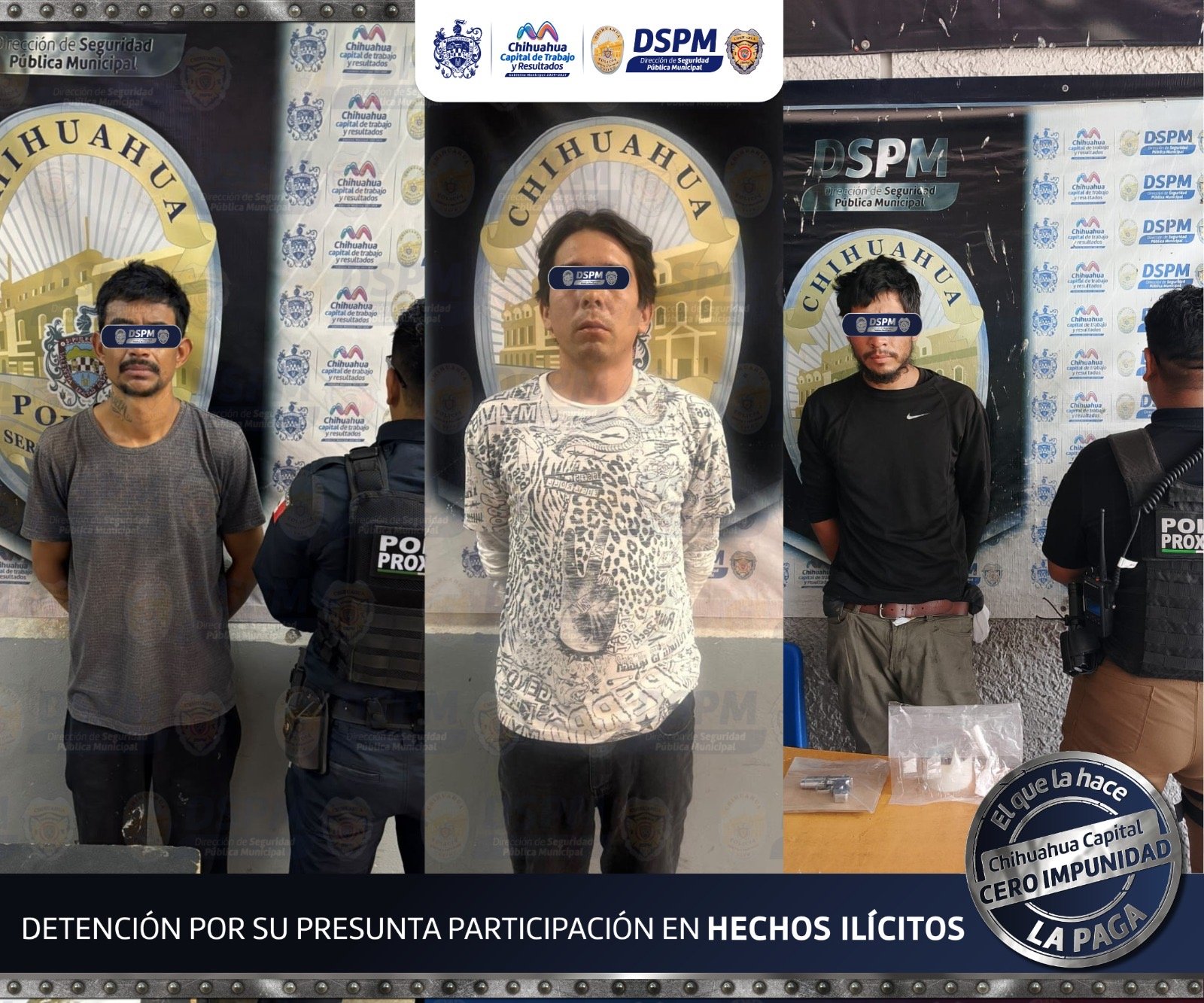 En diferentes hechos, agentes municipales detienen a tres sujetos con porciones de aparente marihuana