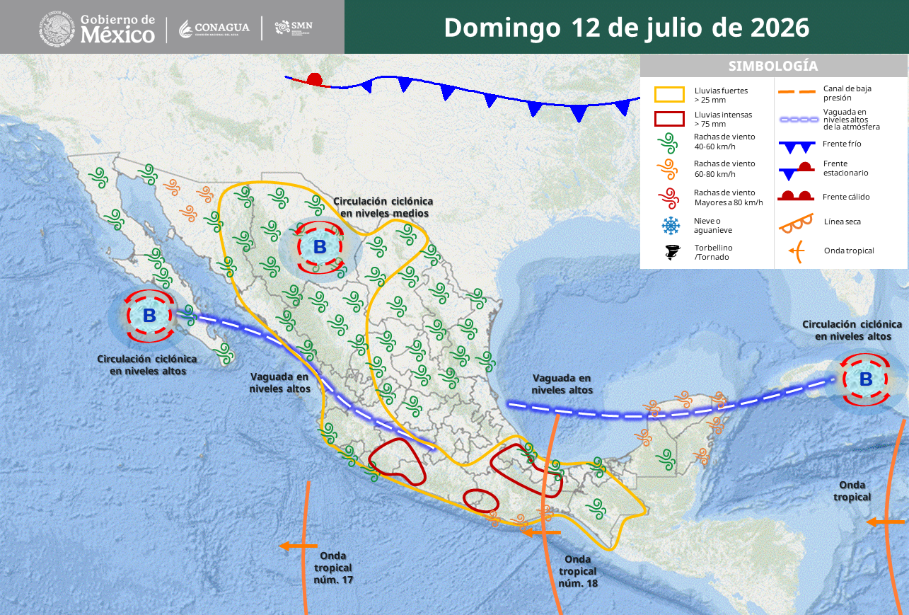 Pronostican lluvias fuertes y temperatura de 40° para este domingo