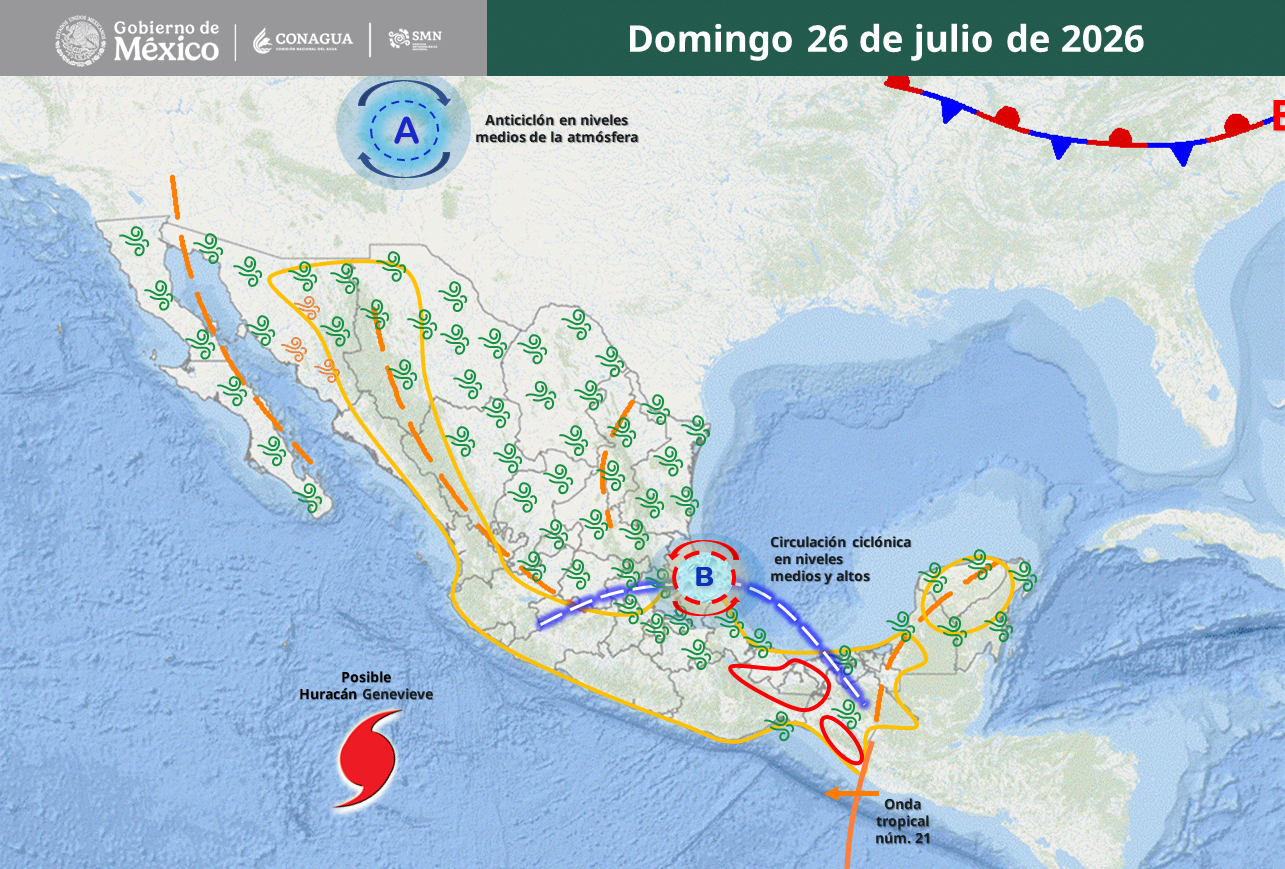 Monzón dejará lluvias y rachas de viento hasta de 60 km/hr en el estado