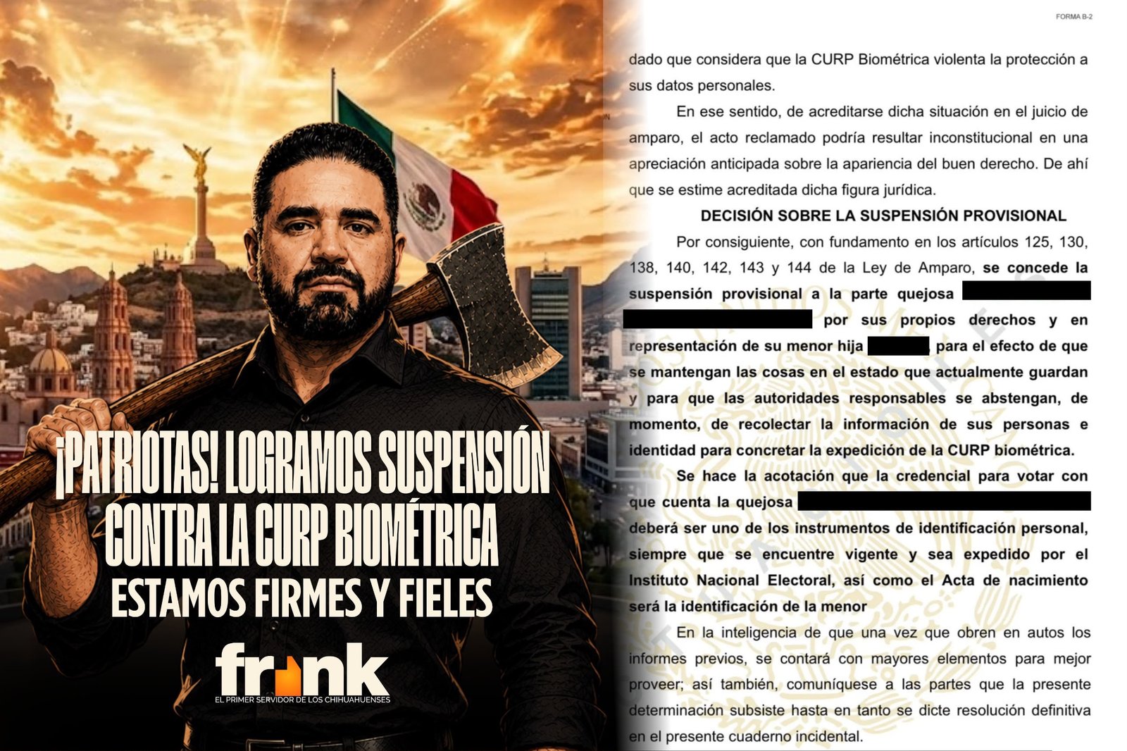 Logra Sánchez suspensión contra la CURP biométrica; juez federal ordena frenar la recolección de datos biométricos de una menor y su madre