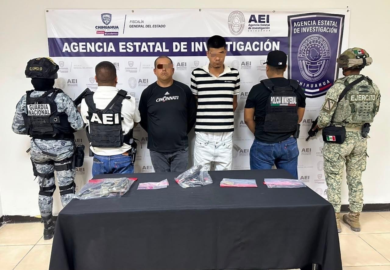 Detiene AEI en flagrancia a dos hombres con droga y arma