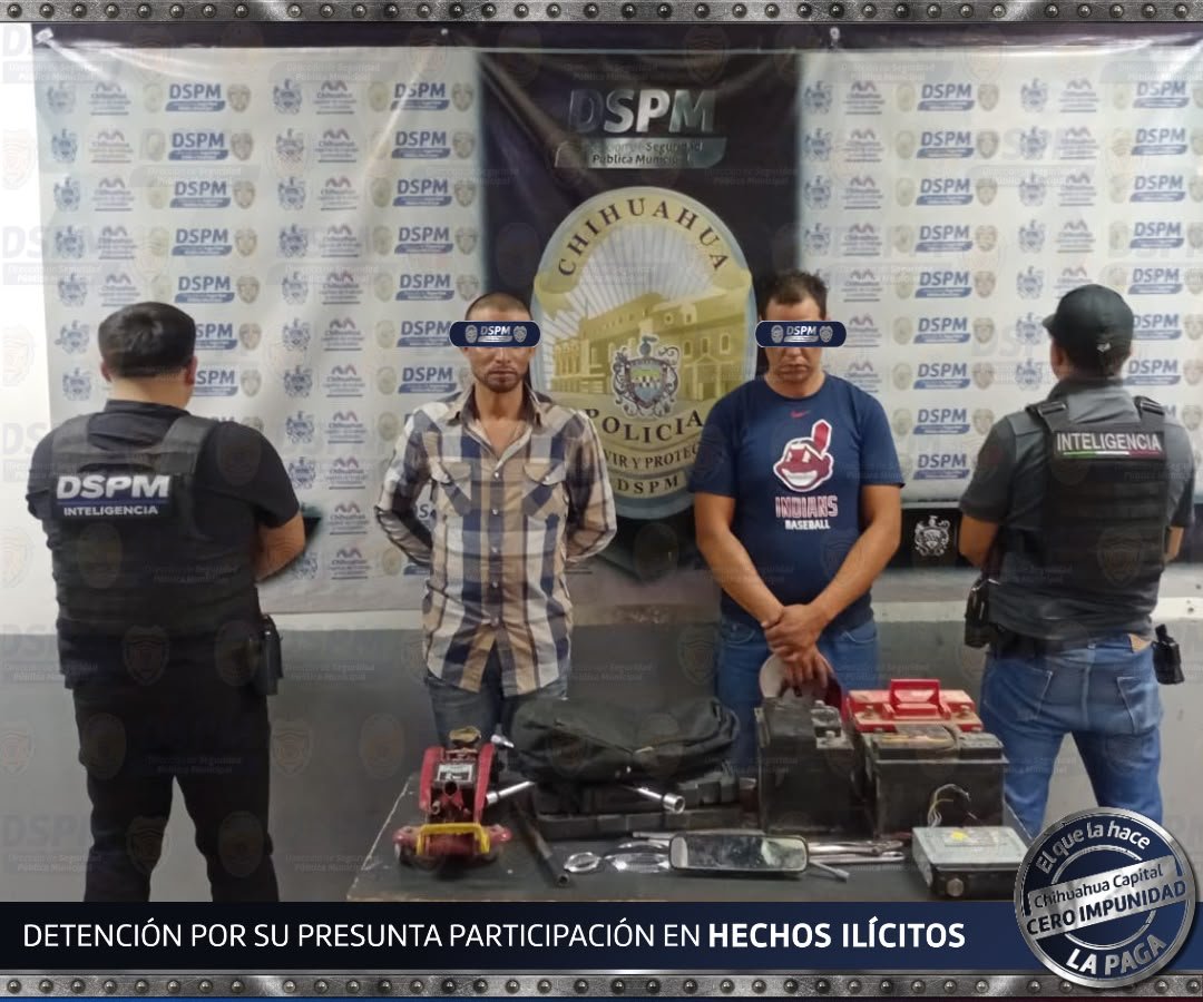 Localiza Policía Municipal y detiene a dos presuntos responsables de robo de autopartes mediante análisis de cámaras PECUU