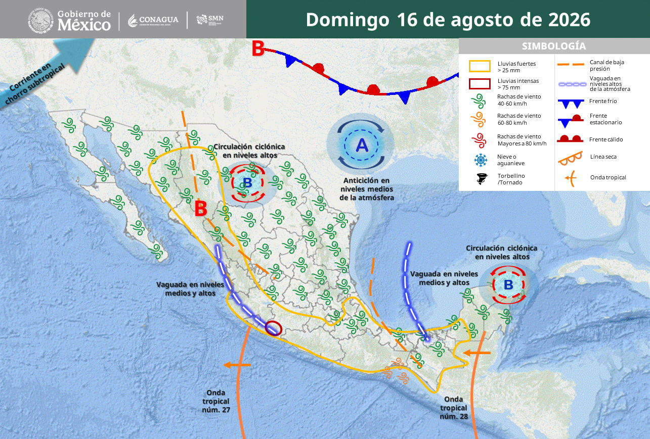 Prevén lluvias fuertes al suroeste de la entidad y altas temperaturas en zona este