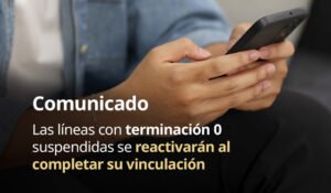Las líneas con terminación 0 suspendidas se reactivarán al completar su vinculación: CRT