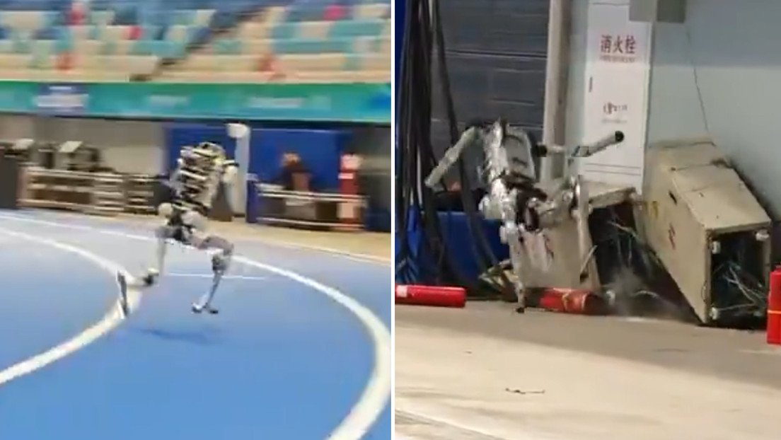 Robot chino rompe el récord de Usain Bolt… y se estrella contra una caja eléctrica al no poder frenar