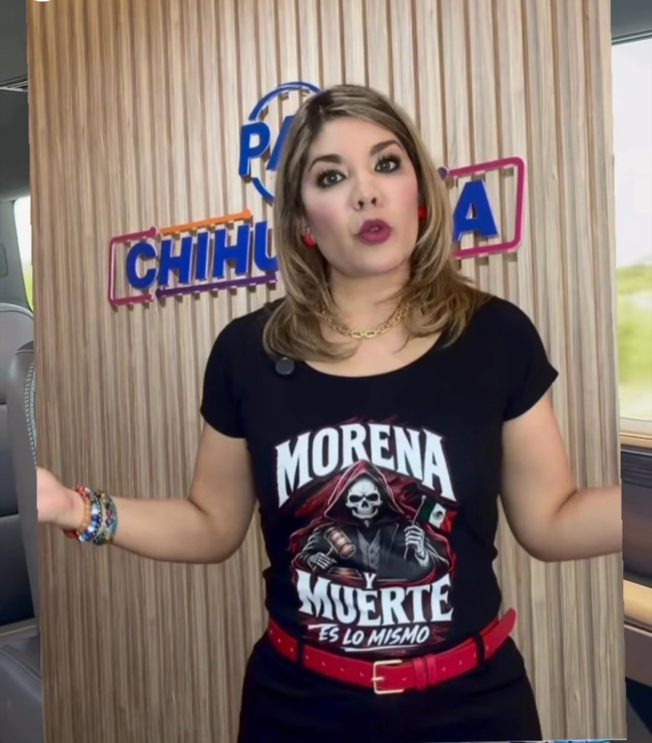 Revela Daniela Álvarez que Morena interpuso otra queja… ahora contra su camiseta; informa que sustituirán carteleras