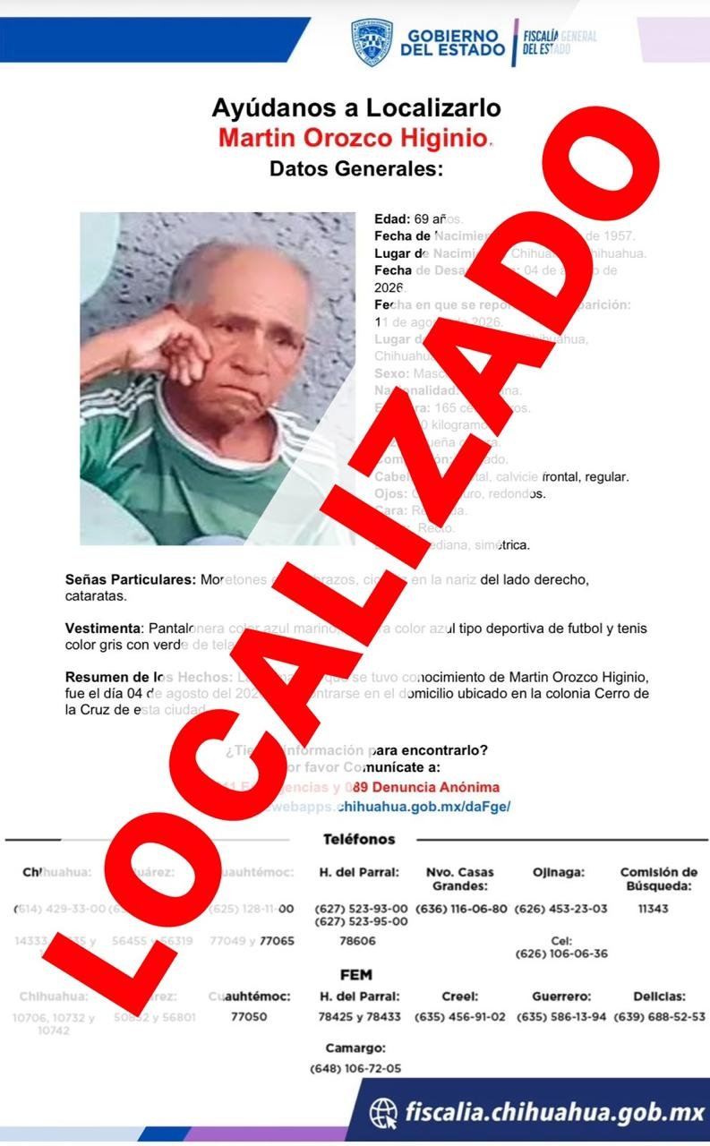 Localiza FDZC a dos personas con reporte de ausencia en la ciudad de Chihuahua