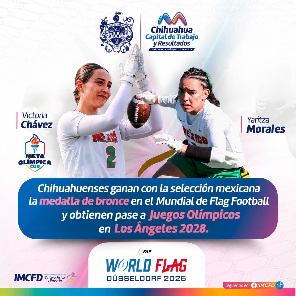 Chihuahuenses celebran bronce mundial de Flag Football y boleto a Juegos Olímpicos 2028