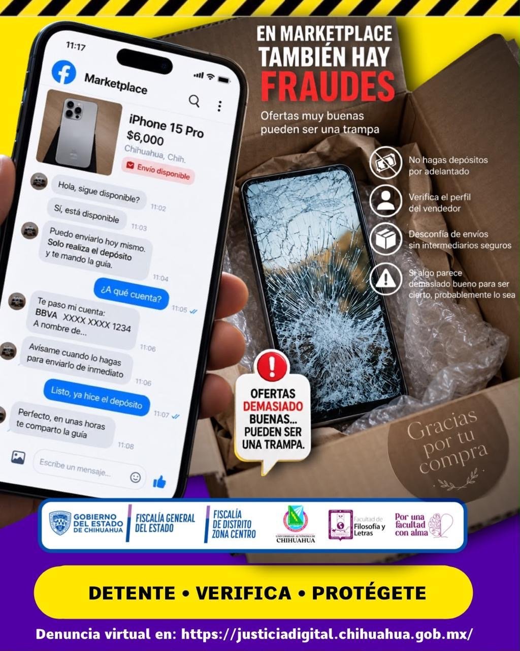 Alerta FDZC sobre fraudes en redes sociodigitales como Marketplace
