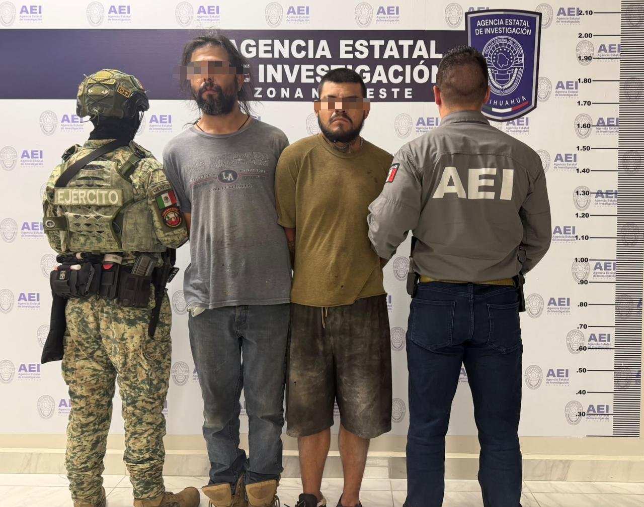 Detiene AEI Noroeste a dos masculinos por posesión cartuchos útiles y droga en Galeana