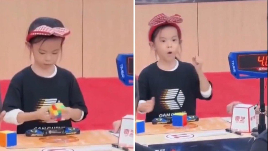 En 4.27 segundos… una niña de seis años bate un récord mundial de cubo de Rubik