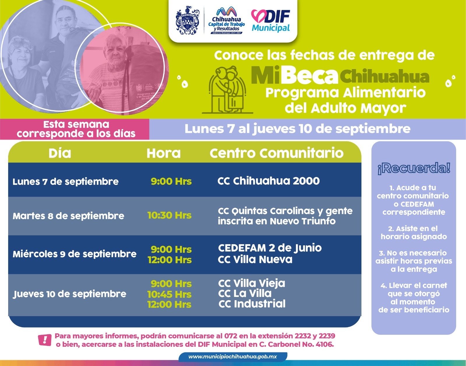 Conoce las fechas de entrega del programa alimentario Mi Beca Chihuahua para personas adultas mayores