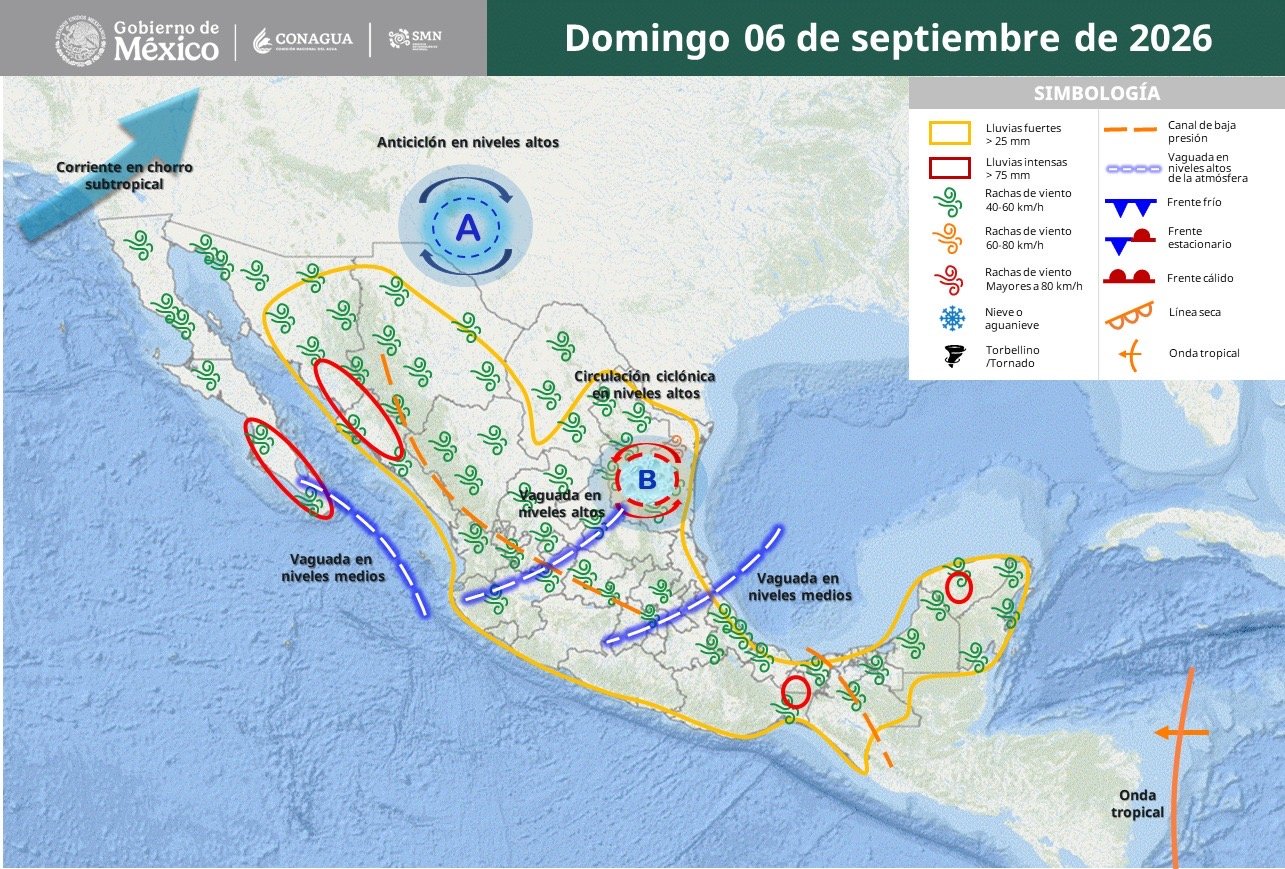 Domingo con intensas lluvias y rachas de viento para el estado