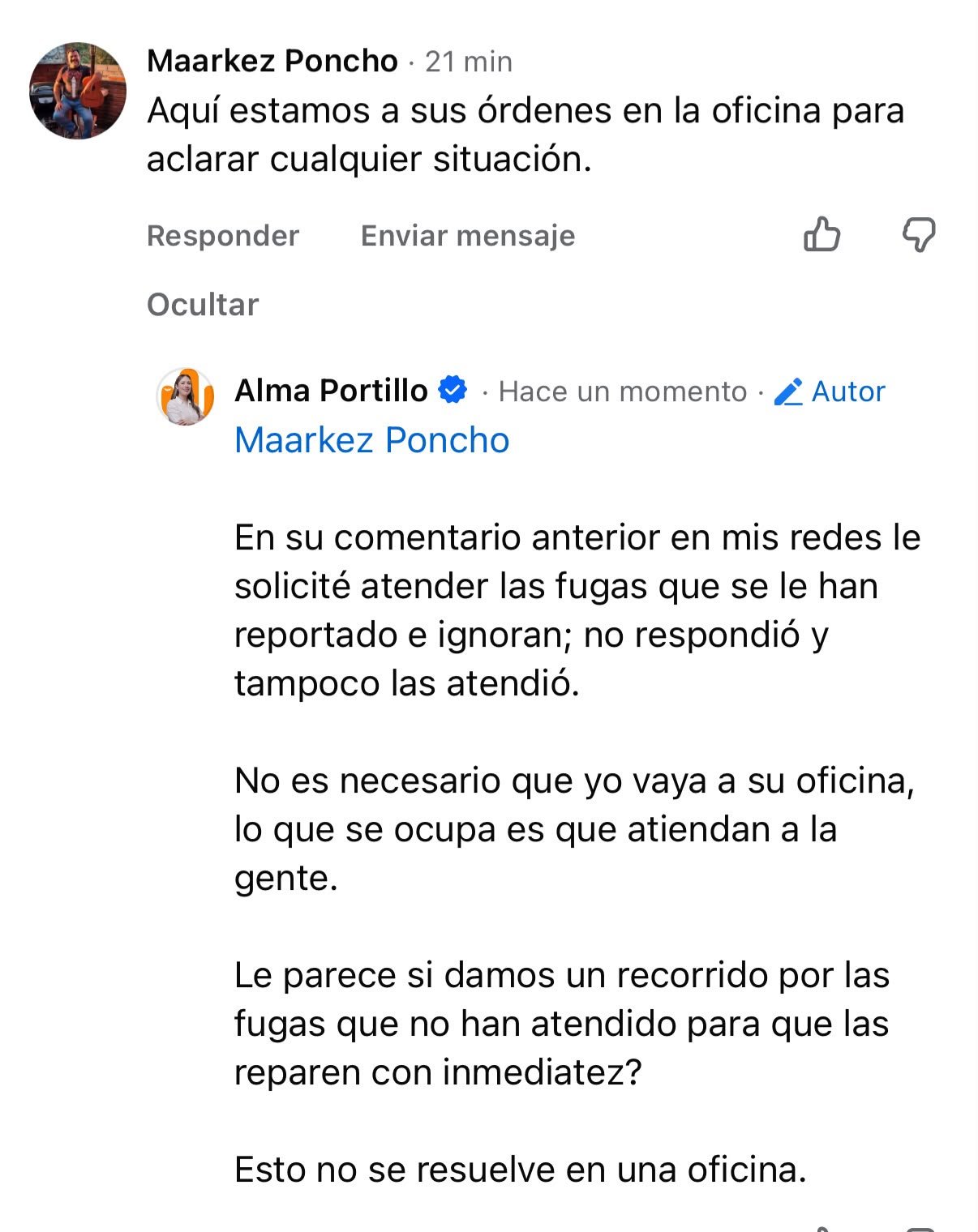 Titular de la JMAS desconoce realidad de Parral; rechaza recorrido para identificar y solucionar decenas de fugas, denuncia Alma Portillo