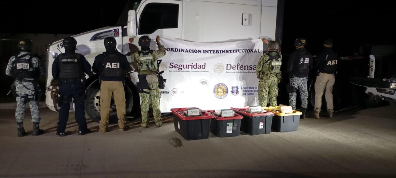 Asegura SSPE cargamento de presunta cocaína en Cuauhtémoc; 93 paquetes con valor estimado de más de 35 mdp