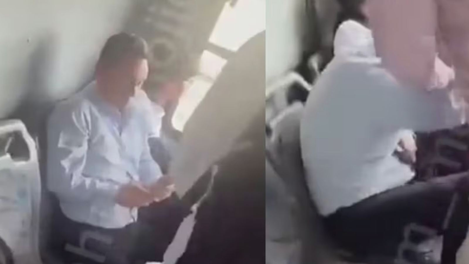 Captan a hombre tomando fotos a una joven en transporte público y lo agarran a golpes