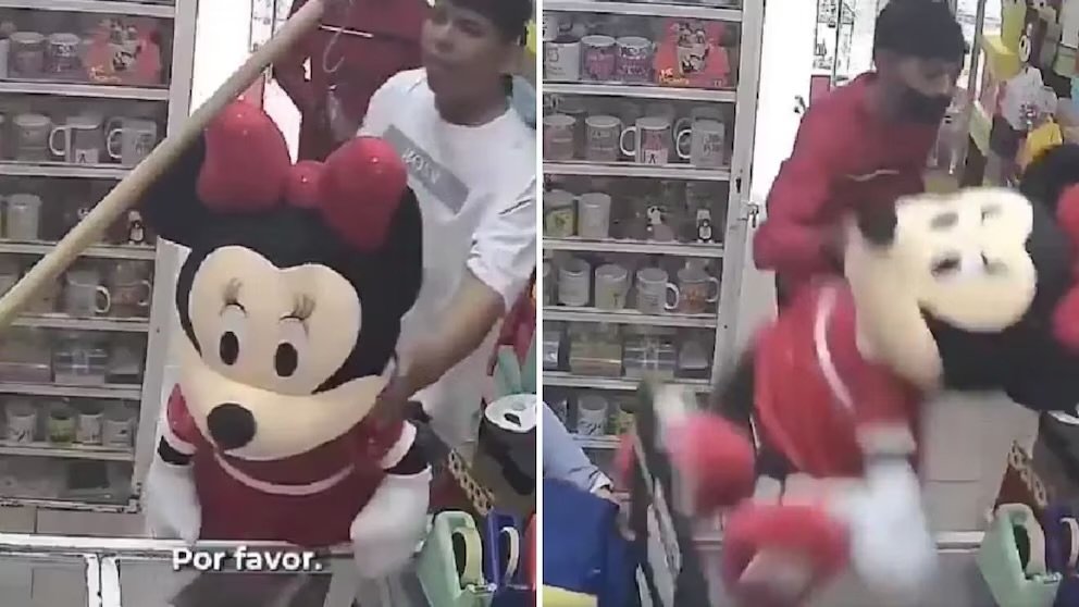 Roban peluche de Minnie Mouse en papelería; captan engaño en video