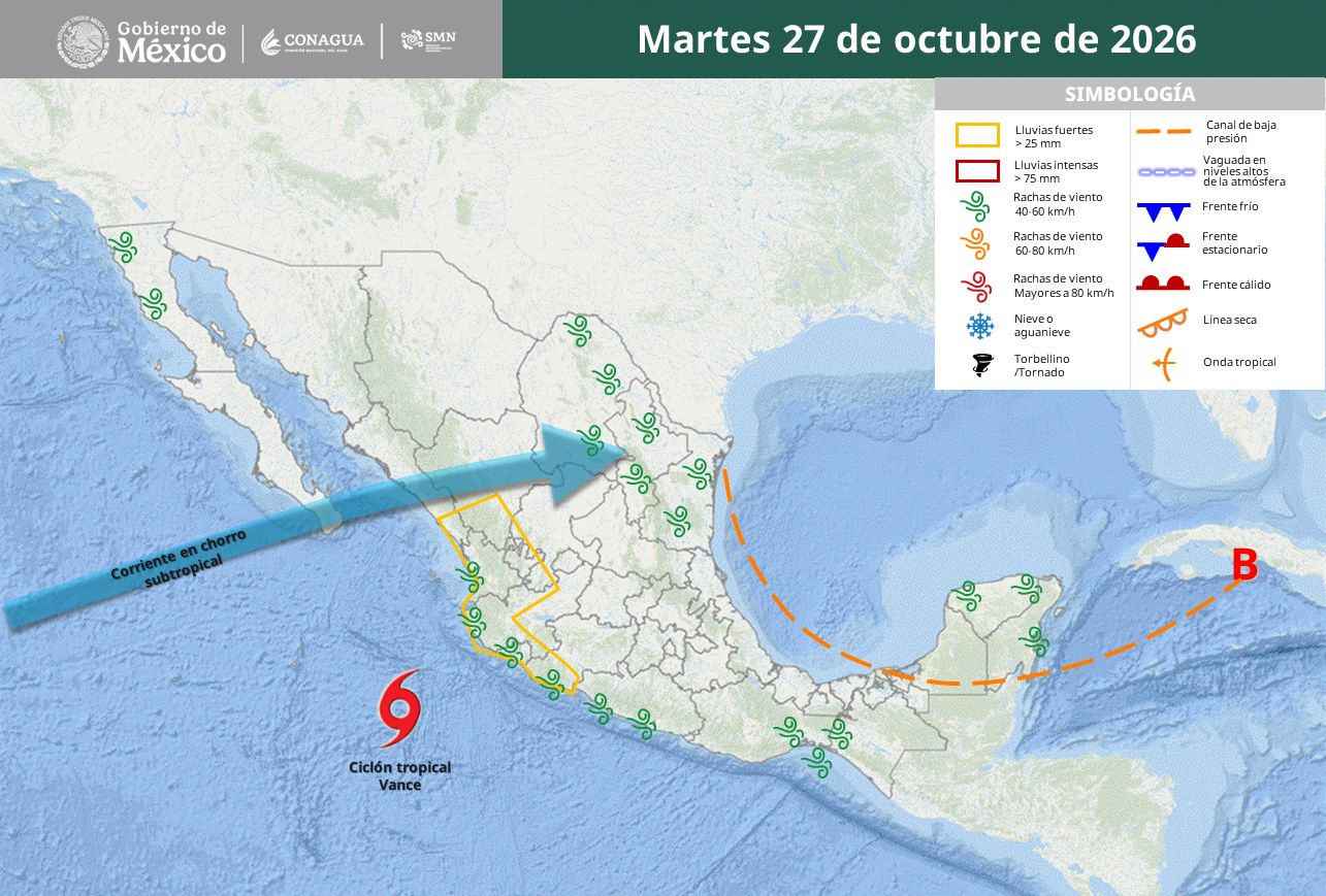 Disminuye pronóstico de lluvias para este martes en la entidad