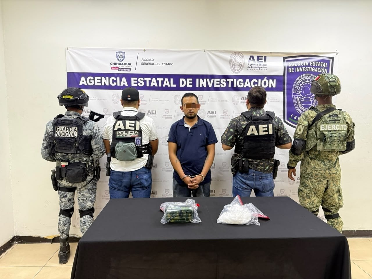 Detiene AEI en flagrancia a sujeto con 396 gramos de cristal