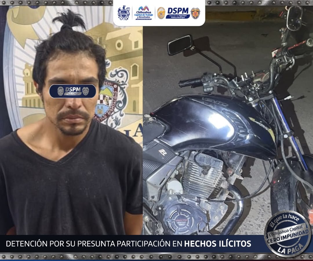 Detuvo Policía Municipal a motociclista con aparente cristal