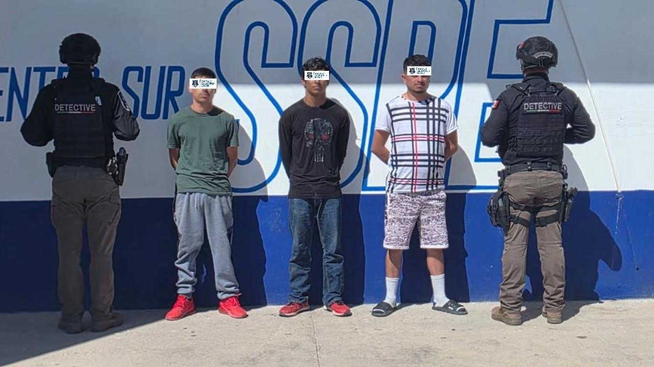 Detiene SSPE a tres hombres con cinco armas de fuego y presunta marihuana en la ciudad de Chihuahua